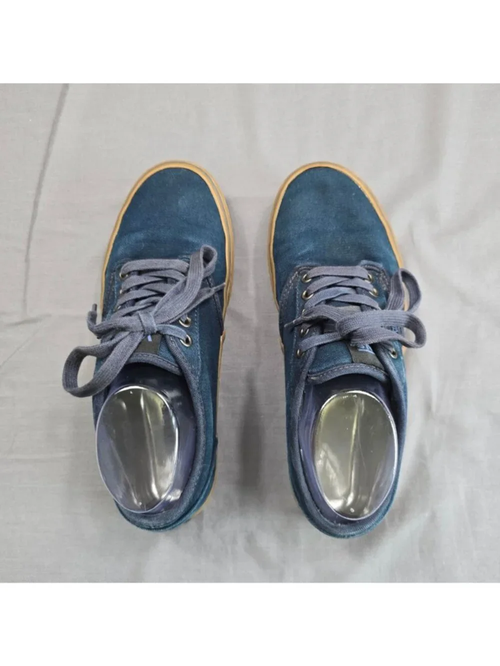 Vans 8.5 Mens Sneakers Navy Gum Low Top Lace Up Casual Canvas Shoes - Picture 6 of 10